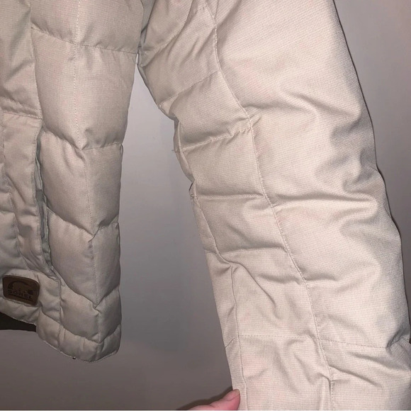 Sorel Cream Brown Winter Hooded Jacket Down Filled S - Picture 9 of 13